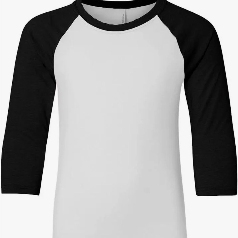 Next Level Apparel Kids' Black and White Raglan Tee, blank shirt